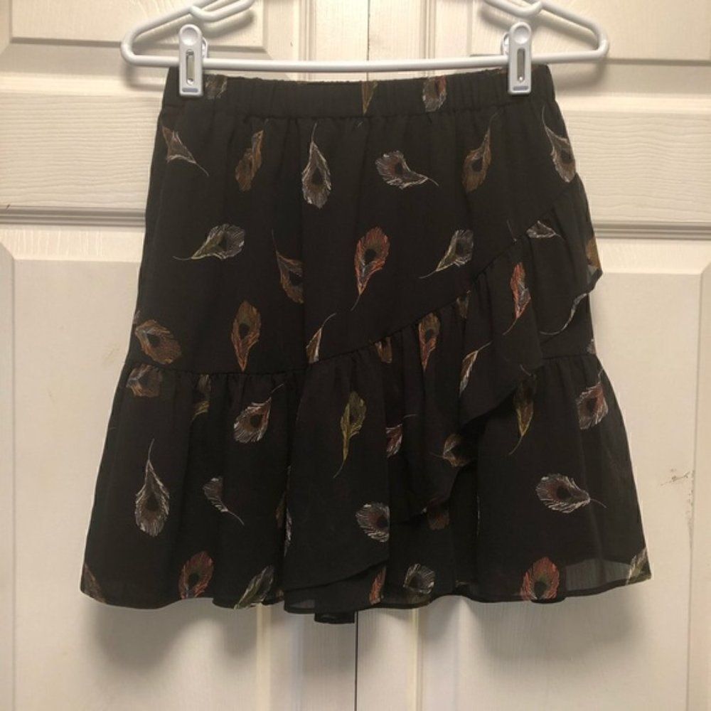 Madewell Tiered Peacock Feather Mini Skirt